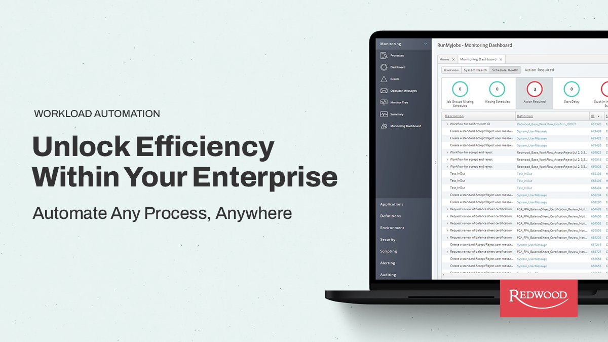 RedwoodSoftware's tweet image. Simplify your enterprise automation - manage and monitor all applications and servers under a single pane of glass. Find out more at eu1.hubs.ly/H03033v0  

#workloadautomation #redwood