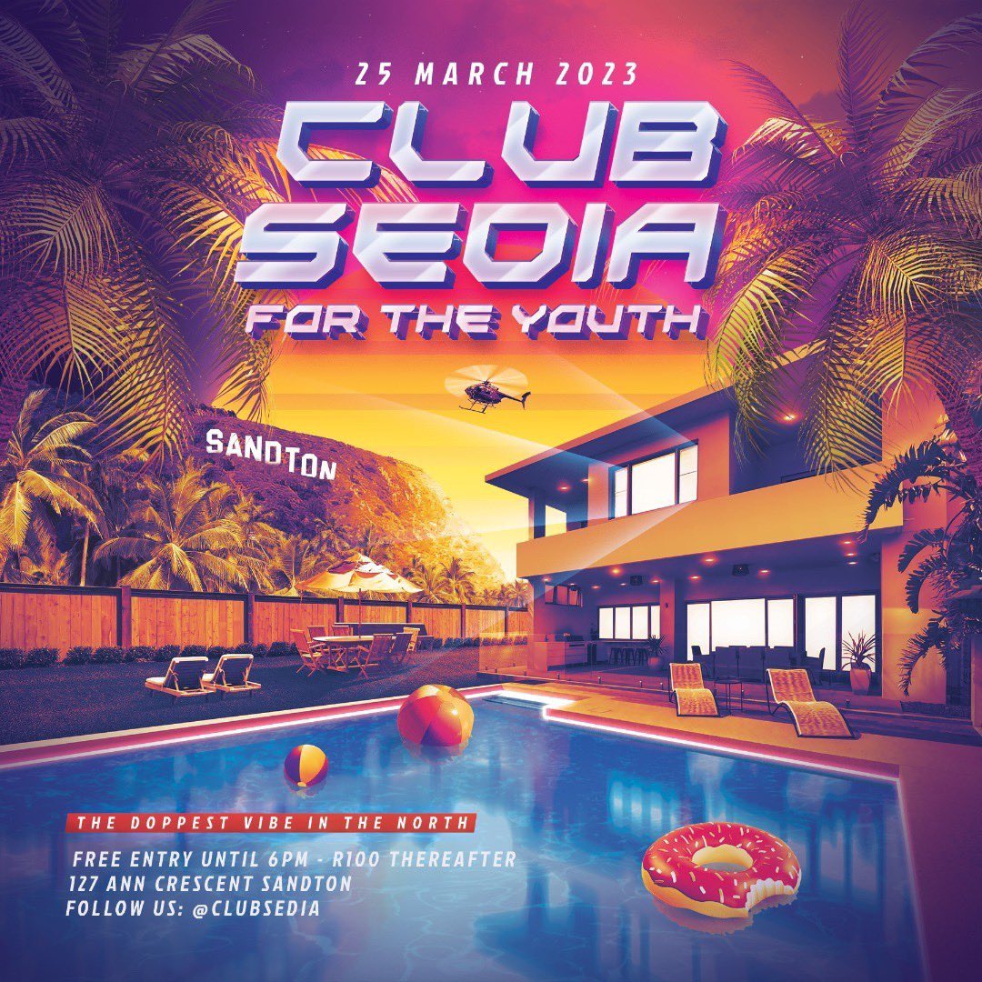 Okes please Retweet, Like &amp; Share 🥺🤘🏾

A new segment designed for the youth and built for the next generation 

#ClubSediaFTY 

THIS IS THE BEGINNING OF AN INCREDIBLE SERIES POWERED BY THE YOUTH

🗓️: 25th March 2023
📍: Sandton Johannesburg North 
⏳: 14:00 - 00:00