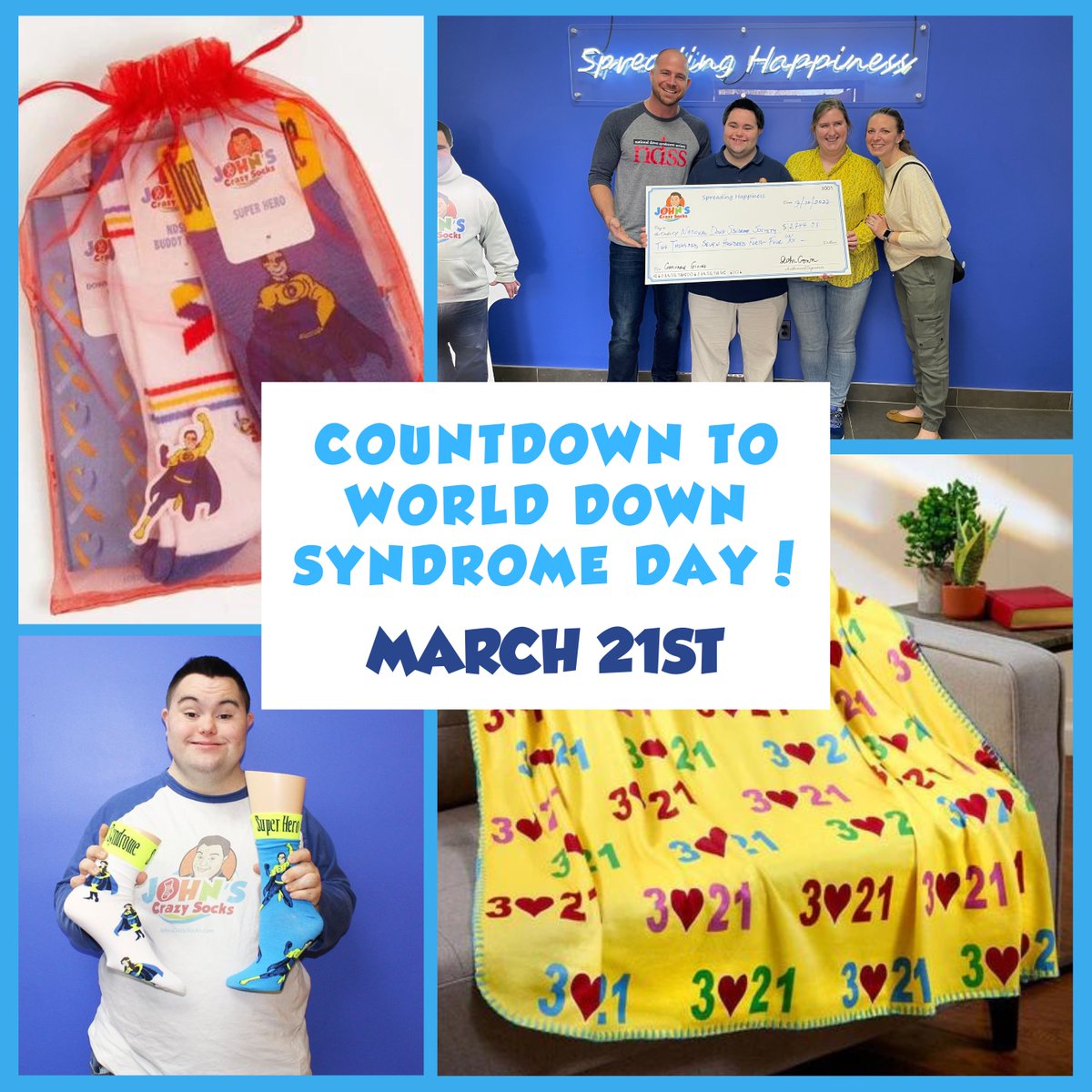wahooomarket's tweet photo. Are you ready for World Down Syndrome Day? This day is so special to us here at John's Crazy Socks. It is John Cronin's, the co-founder of John's Crazy Socks, favorite day because he wants everyone to know that he has down syndrome and that down syndrome never holds him back! https://t.co/tUV4pJT96e
