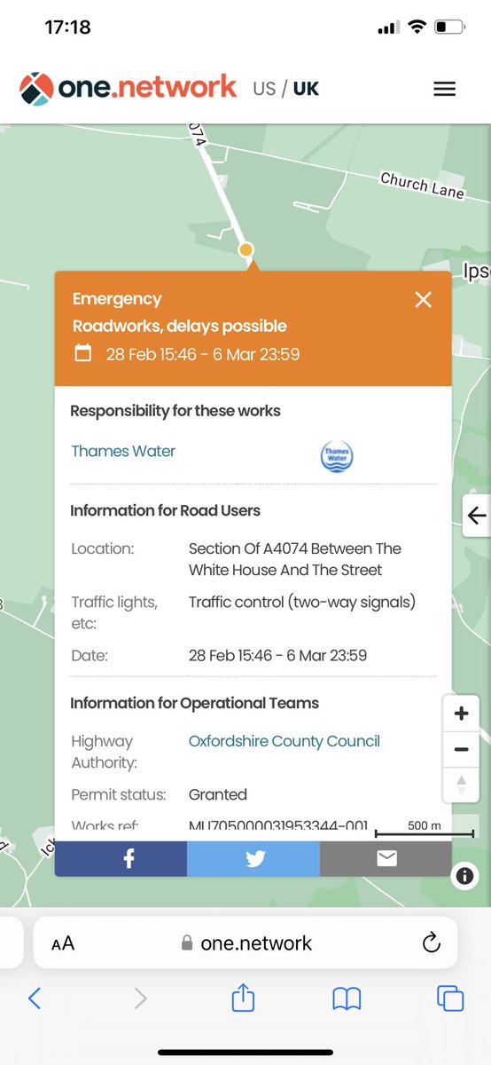 RogerBrakspear's tweet photo. @thameswater - Hi Guys. Hope you are well. I have noticed that you are doing Roadworks at the following Location - However both sets of Lights are not working. 
Are you able to assist?

Works ref:
MU705000031953344-001 https://t.co/GZZtjuXWH3