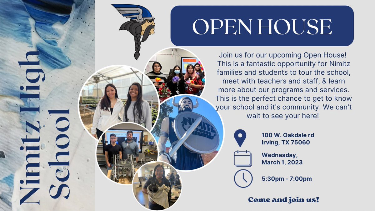 NimitzVikings's tweet photo. Make sure to come out tomorrow night to #NimitzHS to hear about all of our #AwardWinningPrograms!! #ThePowerOfUs #ALLN https://t.co/aCCn4uUE3I