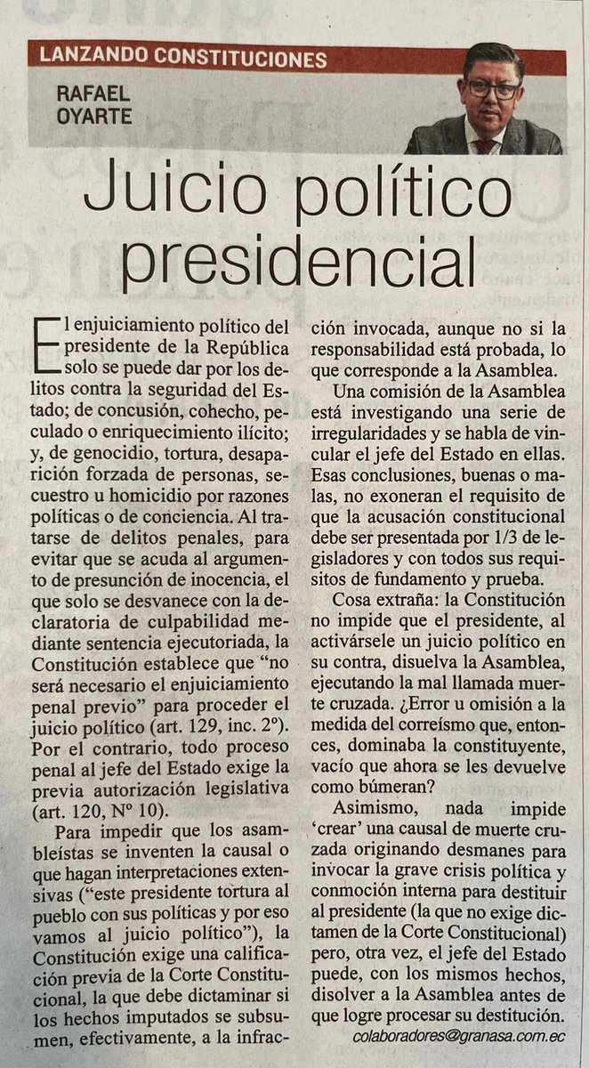 OyQEJ's tweet photo. En un eventual escenario de juicio político al Presidente, 

¿Puede ir a "muerte cruzada" y evitarlo?

Nuestro fundador @rafaeloyarte trata en su editorial semanal el tema del juicio político presidencial.

Gracias a @Expresoec https://t.co/KshlmsRKO2
