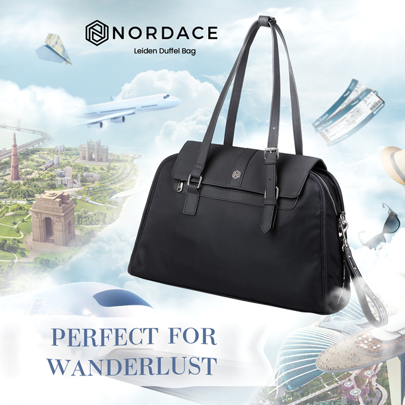 nordace's tweet photo. 😎 Don't let travel be a hassle - bring the Leiden Smart Duffel Bag! Versatile and spacious, it fits everything you need and more, with a designated pocket for your laptop. Carry it your way, and keep your belongings safe with its built-in luggage strap. ✈️
