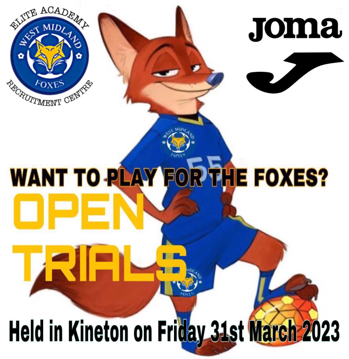 》》》》》》》NEWS 《《《《《《《

We can now announce that we will be holding a free OPEN FOOTBALL TRIAL, in Kineton, Warwickshire in March 2023!

If you would like to attend please click the link below to apply;

wmfoxes.weebly.com/kineton-trials…