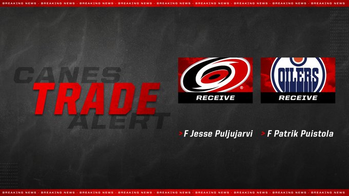 Graphic announcing a Canes trade