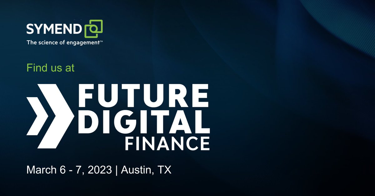 Is hyper-personalization meeting customer expectations? That’s what our team will be discussing with bankers at #FutureDigitalFinance. 

Find us in the exhibit hall + catch the Accelerating Digital Banking Through CX/UX track, sponsored by Symend. #CustomerExperience