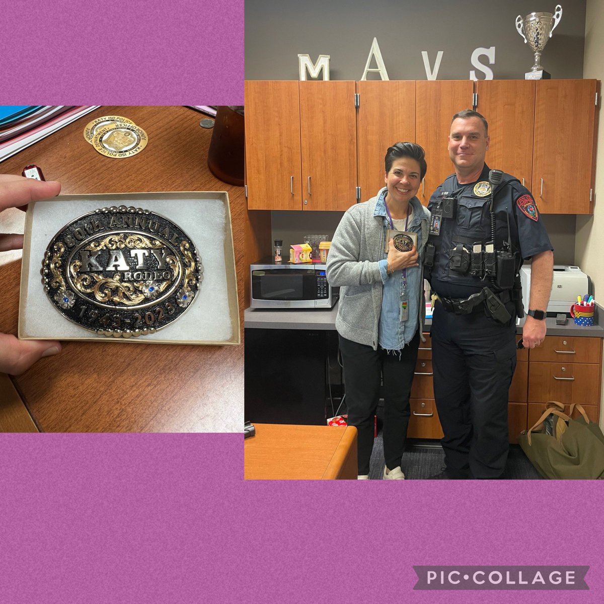 My job is significantly>than your job.

Officer Feild surprised me today with my very own belt buckle! I can’t wait to show this beauty off! #ilovemortonranch #yeehaw