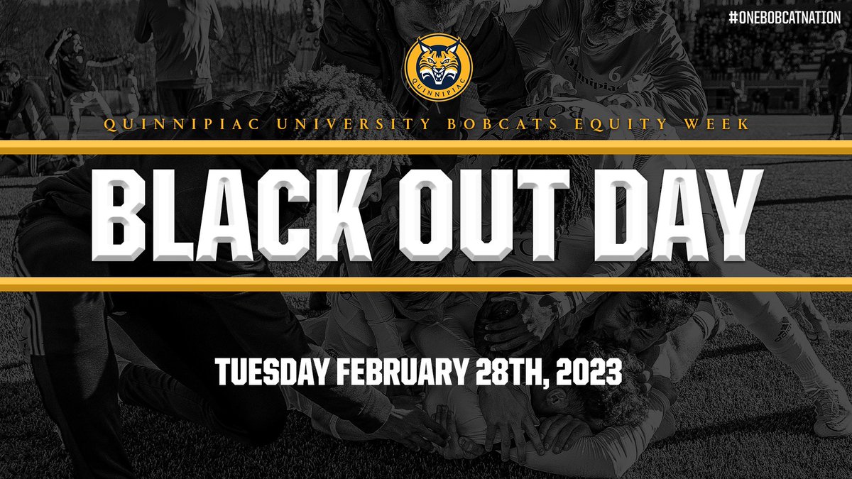 It's Blackout Day in #BobcatNation.  

Led by <a href="/QuinnipiacSAAC/">Quinnipiac SAAC</a> - student-athletes, coaches, staff, and fans are encouraged to wear black to practice or throughout the day. 

This initiative is in honor of Black History Month, and in support of QU student-athletes of color.
