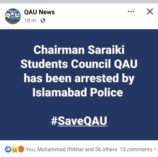 YounisGurmani94's tweet photo. ریاست پاکستان آخری سرائیکی نوجوانوں سے کیا چاہتی ہے، ظلم و جبر کے ہتھکنڈوں کا آخری راستہ ہتھیار کی طرف جاتا ہے، کیا ریاست پاکستان ہمارے نوجوانوں کو ہتھیار تھمانا چاہتی؟  @ImranKhanPTI
@ImranRiazKhan @OryaMaqboolJan @haroon_natamam @arsched @SSEHBAI1 @AsadKharal https://t.co/tCXd0U6bFF