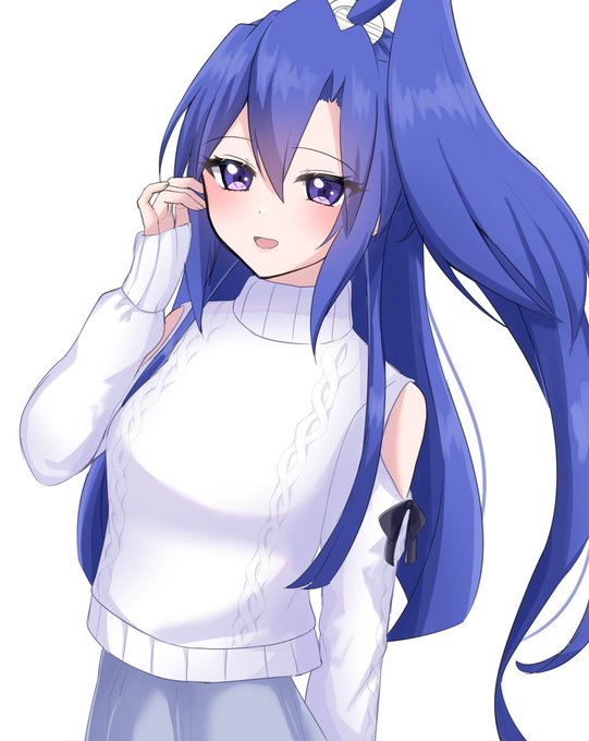 「blue hair white sweater」 illustration images(Latest)｜4pages