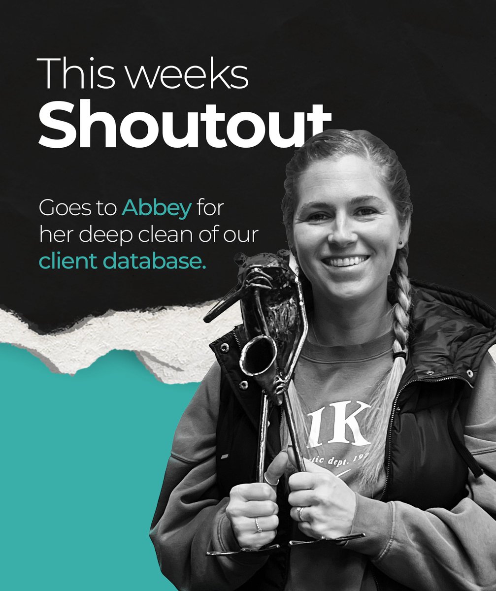 This weekly Shout Out 📢 goes to our key accounts manager, Abbey, for completing a deep clean on our client database! squeaky clean! 🧼 
#employeeoftheweek #summittoshoutabout #creativeagency #nottinghambusiness #shoutout