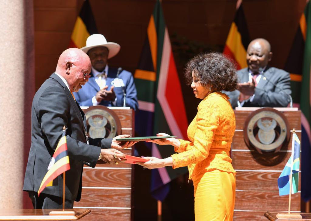 [PICTURES 📸] Memorandum of Understanding between the Government of the Republic of South Africa and the Government of the Republic of Uganda on Cooperation in Tourism, with my counterpart Minister Butime.