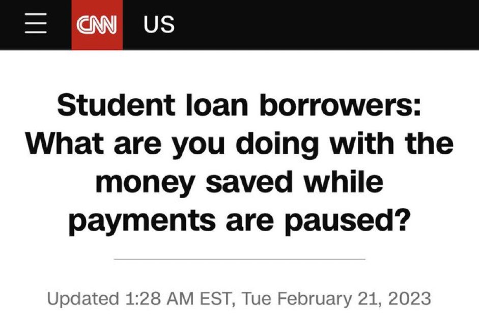 MONEY SAVED?!? What money saved???

We’re out here just trying to live! That money goes to food, housing, gas, utilities, medical care, and basic living. Oh, and we don’t have retirement plans or savings. ZERO. #studentloanforgiveness