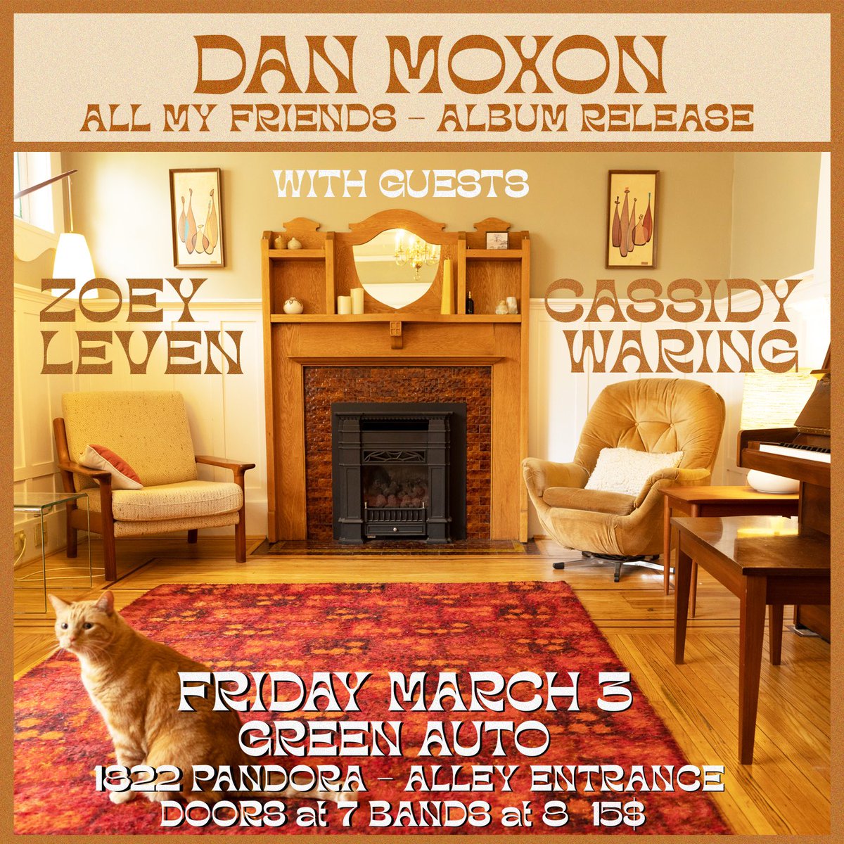 This Friday March 3rd. Come on down to Green Auto in east van to hear my new album ALL MY FRIENDS from start to finish. Opening will be Zoey leven and Cassidy waring. Doors 7pm 15$