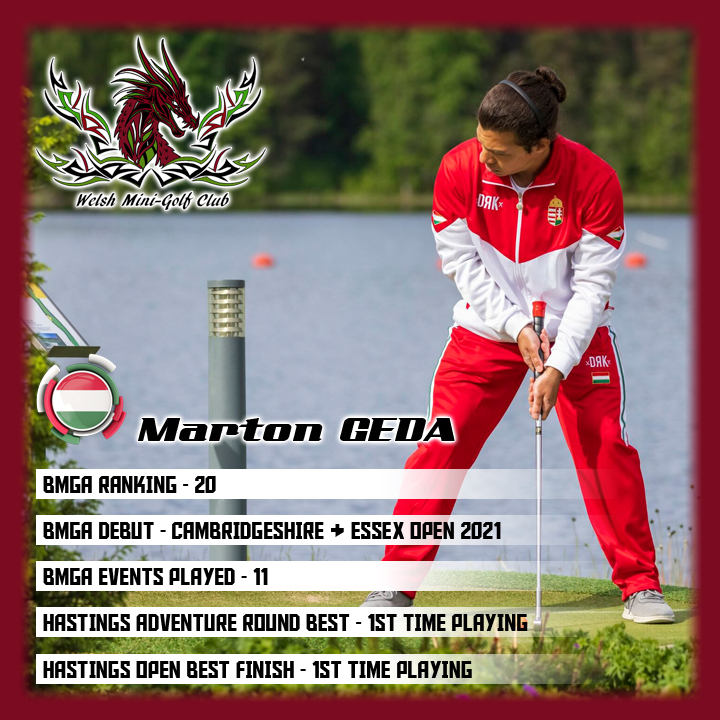 Marton Geda, the 3rd player from the Welsh Mingiolf Club, will be playing in his first Hastings Open. 
In only 8 ranked events he is a full Hungarian international, and is sitting in 20th on the BMGA rankings. 
Can he carry on his push and break into the top 16 this season?