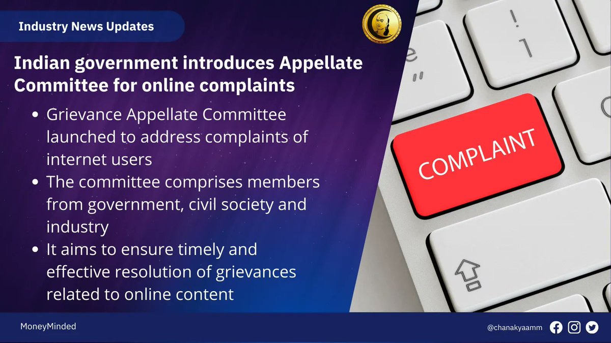 Indian government introduces appellate committee for online complaints.
#India #News #OnlineComplaints