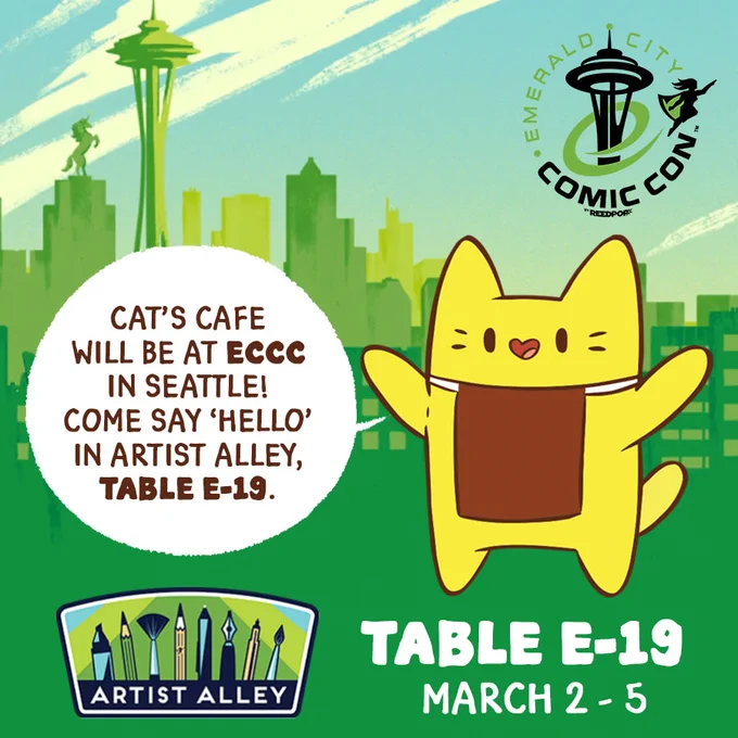 Going to Emerald City Comic Con this weekend? I will be in Artist Alley, Table E-19! Hope to see you there! 
