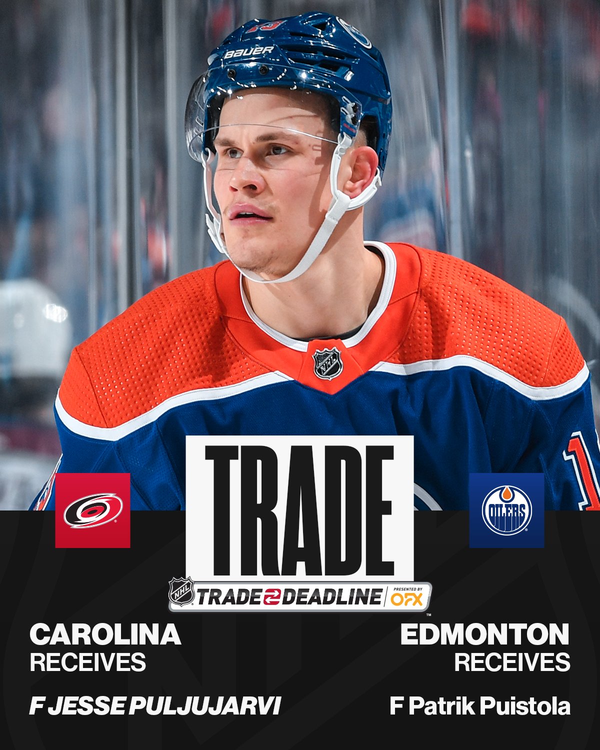 Jesse Puljujarvi on trade from Edmonton Oilers to Carolina