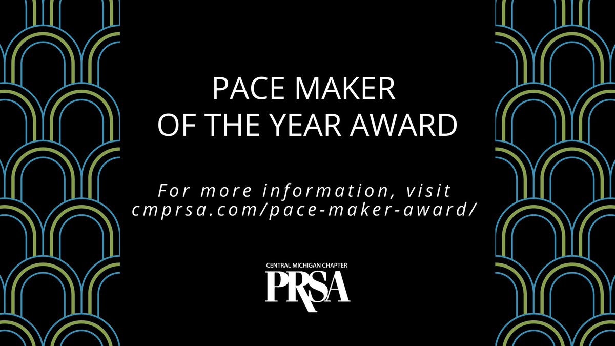 CMPRSA's tweet photo. 💥NOW ACCEPTING💥 entries for 2023 #CMPRSAPACE Individual Awards! Categories include PACE Maker of the Year Award, Student Practitioner of the Year Award, and Kelly Rossman-McKinney Memorial Scholarship.
Entries are due by March 10. https://t.co/F8J8uyGrNI