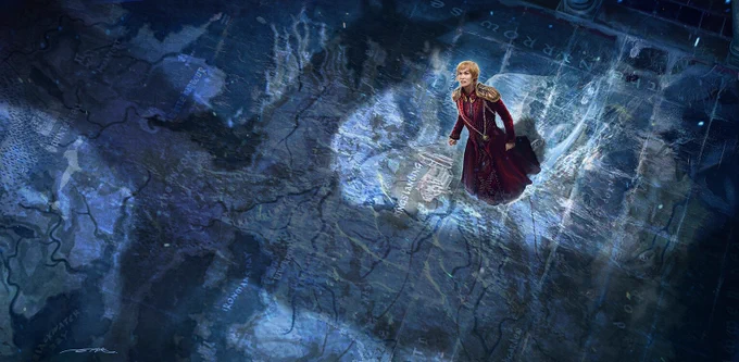 ¿Cómo podría haber sido el final de Juego de Tronos? El ilustrador  dibujo un final alternativo en el que los Caminantes Blancos arrasan Invernalia y llegan hasta Desembarco del Rey. Durante la batalla final, Aria iba a matar a Cersei usando el rostro de Daenerys. 