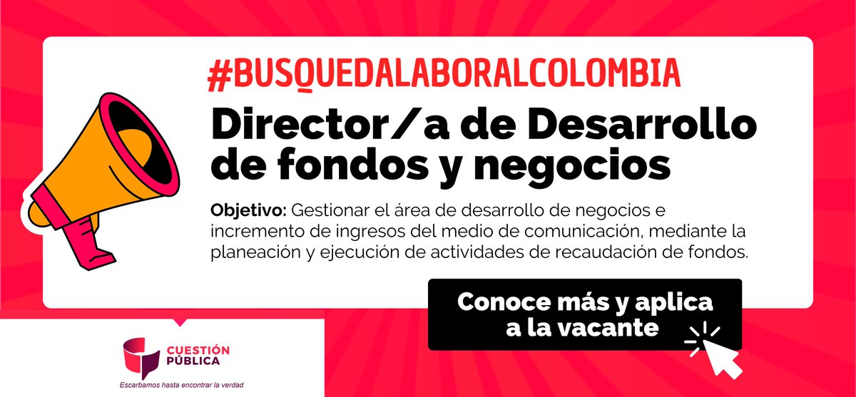 clubfundraising's tweet photo. 🔎 #BusquedaLaboraDestacada COLOMBIA
Director/a de Desarrollo de fondos y negocios
👇 Conoce más y aplica entrando en el link👇
https://t.co/Z2KuMwf7Ja https://t.co/RjAWvfYvJI