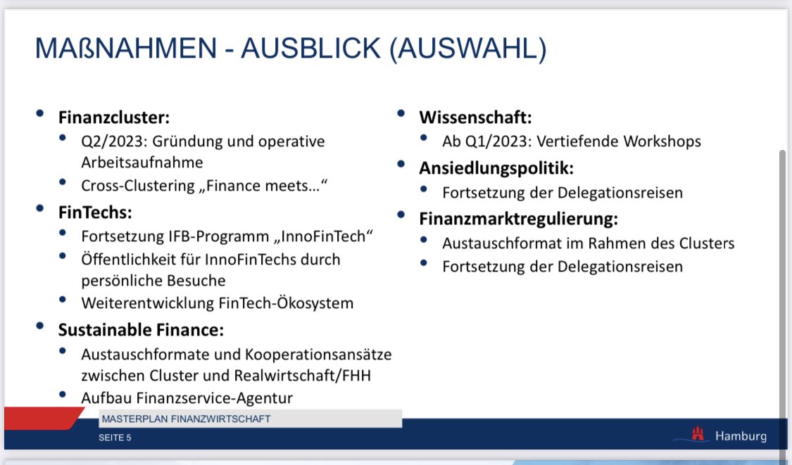 Habe im Wirtschaftsausschuss der ⁦@buergerschaftHH⁩ den ersten Fortschrittsbericht zum #MasterplanFinanzwirtschaft vorgestellt - das #InnoFinTech Programm erfreut sich großer Nachfrage, #FinanzCluster soll im Frühjahr gegründet werden👍. ⁦@hkhamburg⁩ #FinanzplatzHH