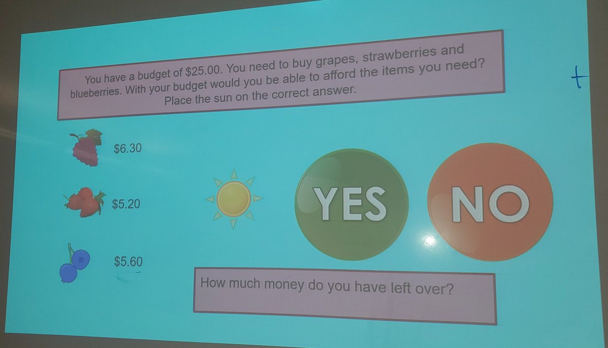 MissJFernandes's tweet image. Shopping on a budget! Adding the total amount and subtracting from the budget to see if we have enough $ #FunctionalNumeracy