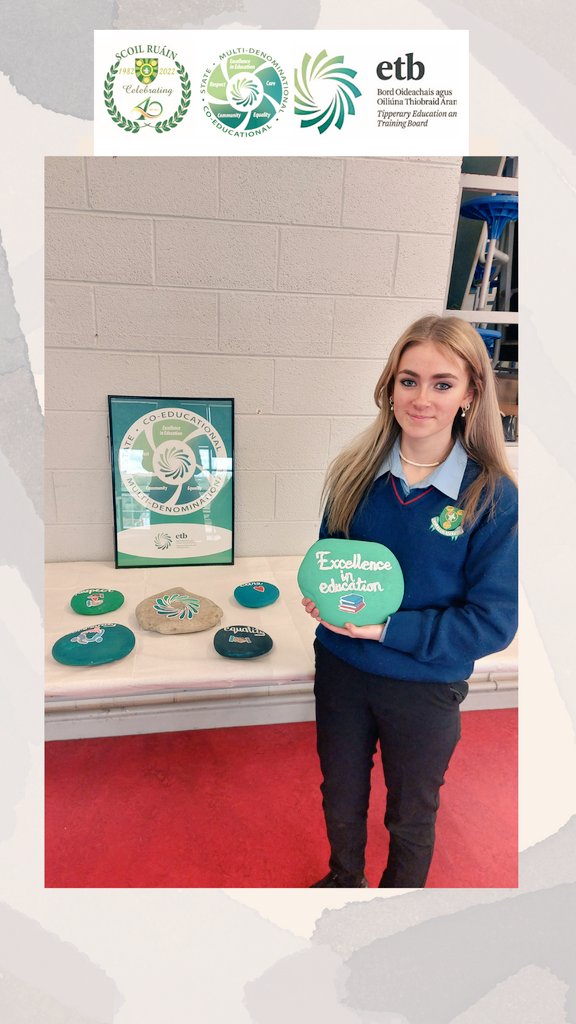 ScoilRuain's tweet photo. Happy Ethos Day! Our Second Year student Isobel Hayde made a very creative ethos display to celebrate ETB week. #creativestudent #etbethos #respect @TipperaryETB @ETBIreland https://t.co/UEFwKjRPHX