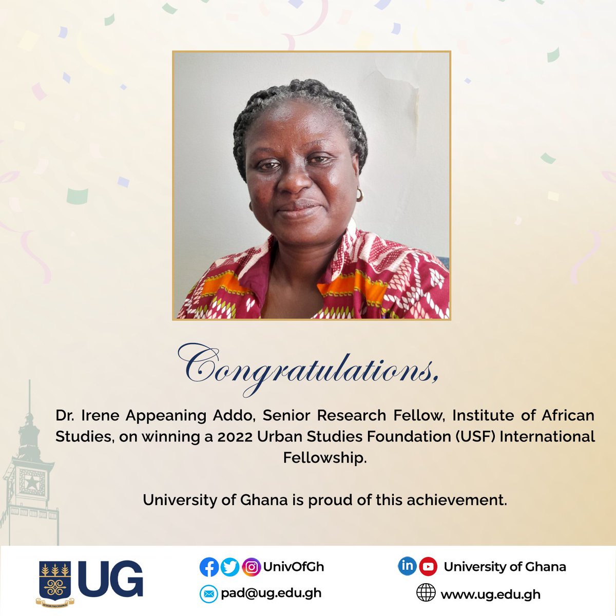 University of Ghana (@univofgh) on Twitter photo Congratulations, Dr. <a href="/IreneAddo10/">Irene Appeaning Addo</a>
#UGIS75
#IntegriProcedamus
<a href="/IASUG/">Institute of African Studies, Univ. of Ghana</a> Congratulations, Dr. <a href="/IreneAddo10/">Irene Appeaning Addo</a>
#UGIS75
#IntegriProcedamus
<a href="/IASUG/">Institute of African Studies, Univ. of Ghana</a>
