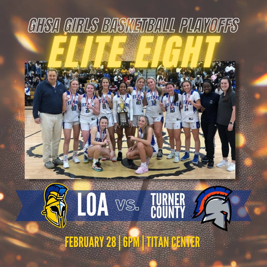 Our Lady Titans have made it to the Elite Eight!⭐ Show your support TONIGHT, 6pm at the Titan Center! Purchase tickets at GoFan.co

You got this, Ladies!! We are so proud of you!💙 

#LOA #TitanAthletics #EliteEight