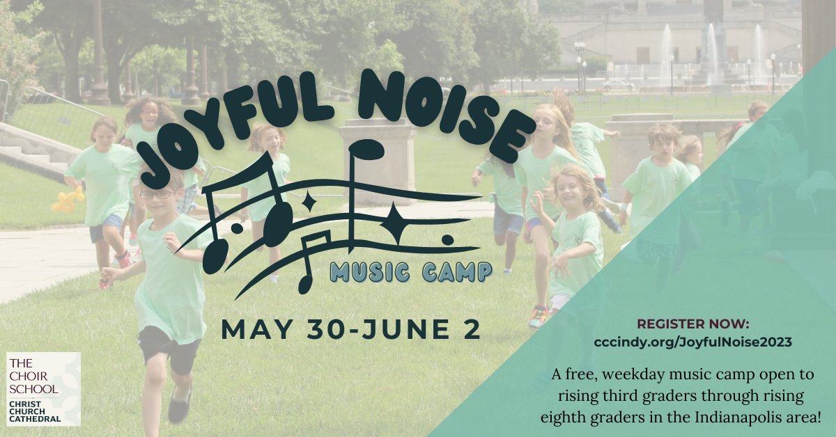 Do you know a child in the Indianapolis area who enjoys music, art, and making new friends? Consider our week-long FREE summer day camp for kids in grades 3 through 8 (as of fall 2023)!

Learn more and register here: ow.ly/wG4150N3SB6