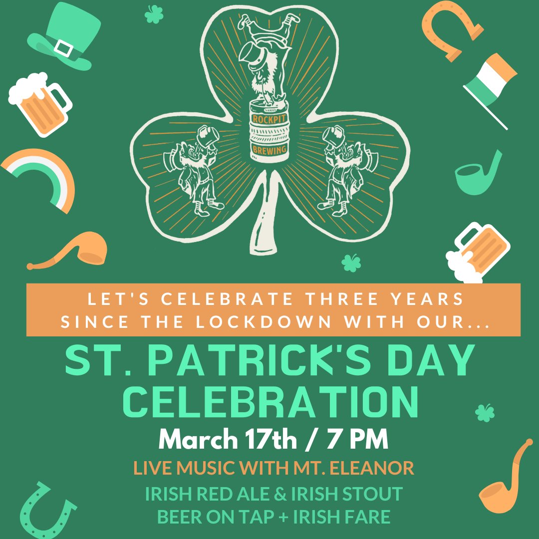 March 17th, 2020 will always be a day we remember. It was the day RockPit was told we had to close our doors to the public because of the national lockdown. Now we’re going to shamrock and roll because this St. Patrick’s Day celebration will be one for the books!