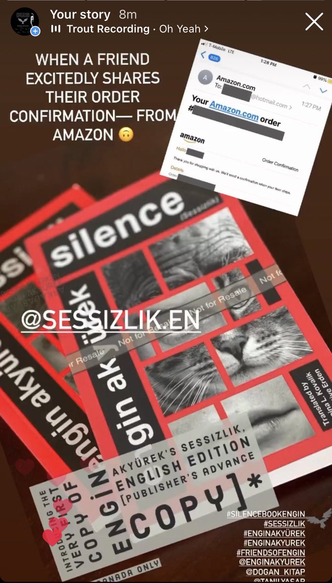 FriendsofEngin's tweet photo. When a friend excitedly shares their order confirmation—from Amazon 🙃 for the English edition of Sessizlik I’m US/Canada ☺️🥰 Music to our ears 🎶 so happy to see Engin’s book making it to all corners of the world 🌎 #silencebookengin #FriendsofEngin #EnginAkyürek #sessizlik https://t.co/fZlyMfOiPs