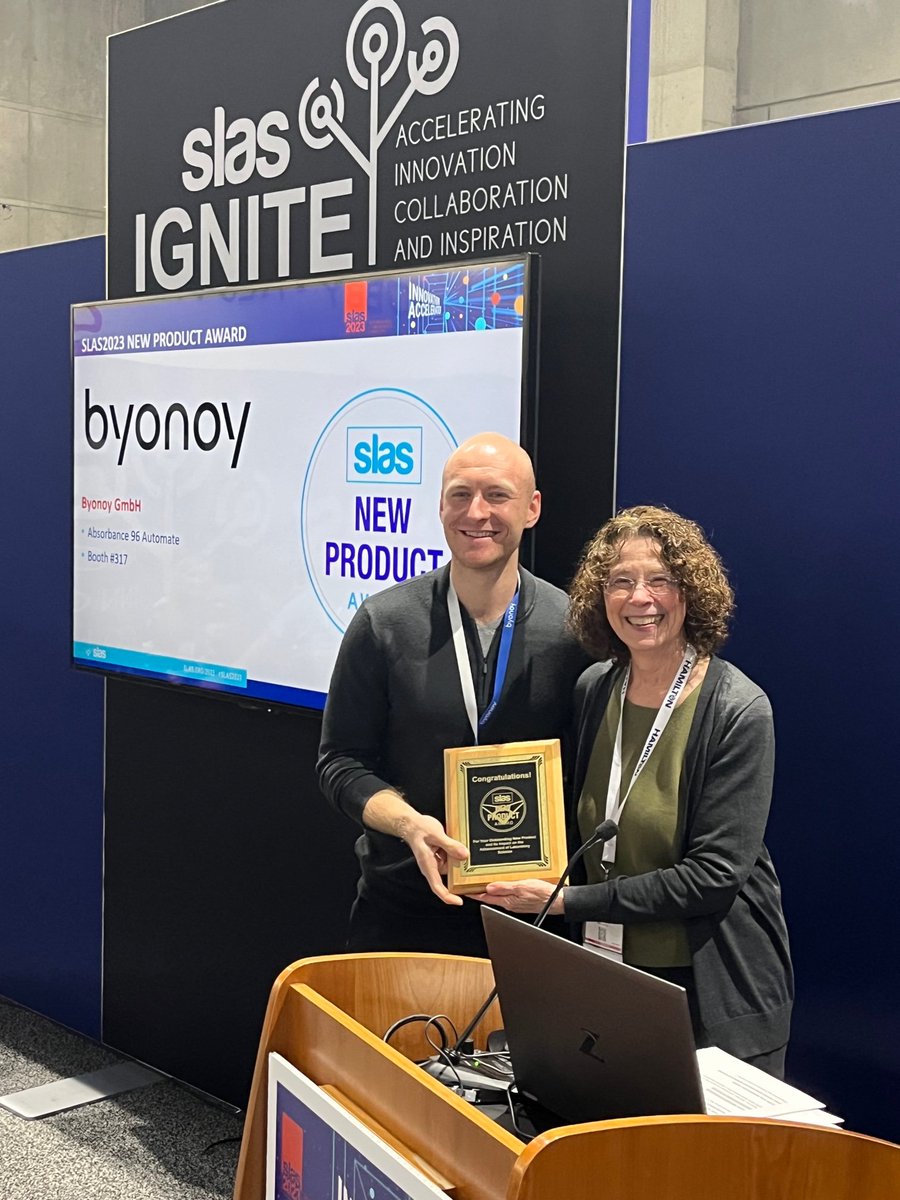 SLAS_Org's tweet image. Congratulations to the #SLAS2023 New Product Award winners! If you&apos;re in San Diego, make sure to stop by their booths to see their award-winning products: BLINK AG (#2526), @byonoy_biotech (#317) and @DBS_GmbH (#219).