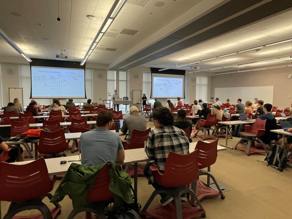 SunTribeSolar's tweet image. Last week, Sun Tribe engineers Tom and Rojeen joined a @Virginia_Tech #greenengineering course as guest instructors. Here they are teaching VT students about the ins and outs of the #solardevelopment cycle, using real projects being developed on the campus as examples.