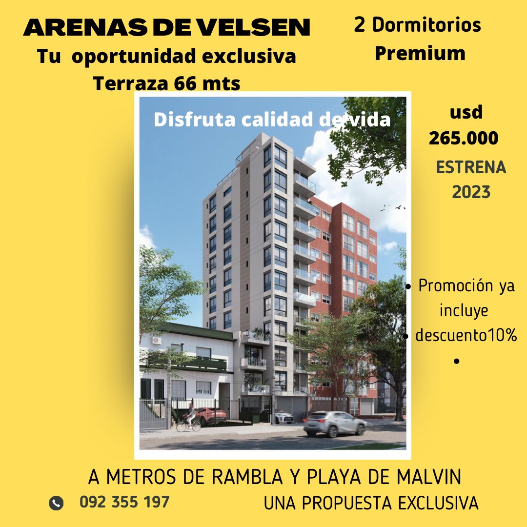 proyectosazul's tweet photo. Estrena 2023 a metros Rambla y Playa de Malvin. Optimice su calidad de vida. Oportunidad Premium. Construcción Tradicional de Ladrillos. 
Disfrute Playa, Rambla, Mar, Sol.
092 355 197 https://t.co/MZQ6dgB81w
