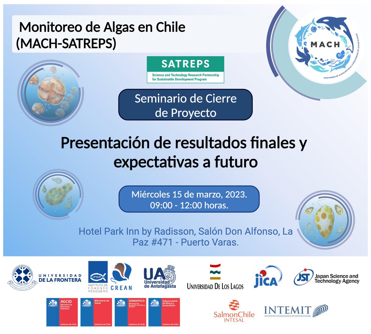 El miércoles 15 de marzo realizaremos el Seminario de Cierre del Proyecto MACH. Será en formato presencial y abierto a todo público, en el Hotel Park Inn by Radisson de Puerto Varas. <a href="/ifop_periodista/">Prensa  IFOP</a> <a href="/crean_ifop/">CREAN IFOP</a> <a href="/Ufromedios/">Ufromedios</a> <a href="/bioren_ufro/">BIOREN (Ufro)</a> <a href="/SubpescaCL/">Subpesca 🐟🇨🇱</a> <a href="/sernapesca/">Servicio Nacional de Pesca y Acuicultura 🇨🇱</a> <a href="/ministeriosalud/">Ministerio de Salud</a>