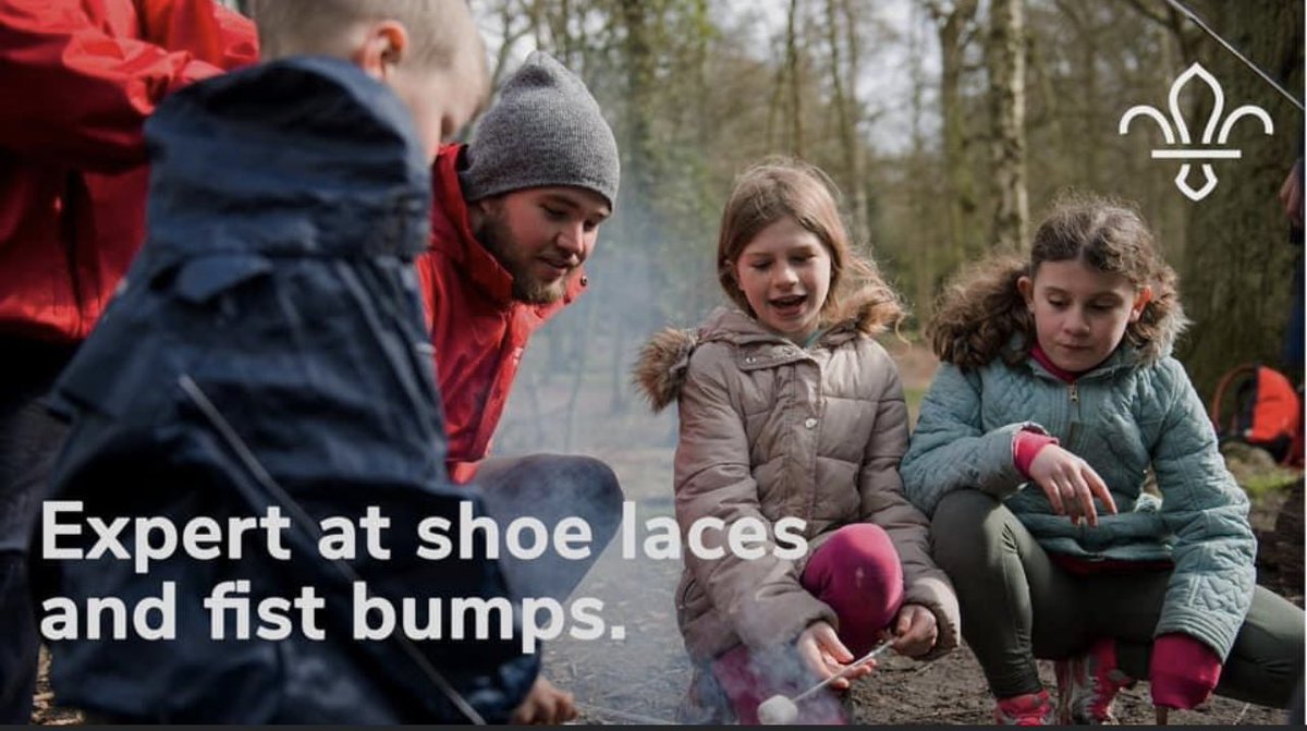 TynemouthScouts's tweet photo. You don't have to be Bear Grylls to volunteer!

Experts at shoe laces and fist bumps are transforming the lives of young people right across @TynemouthScouts 
 
Get in touch to volunteer, and make 2023 your year of adventure! 

#SkillsForLife https://t.co/AZBF5IBdDy