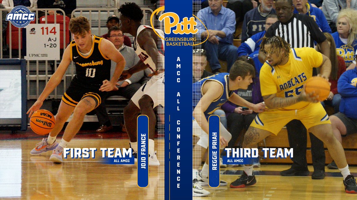 UPGbasketball's tweet image. Congratulations to Jojo France on being named First Team All-AMCC and to Reggie Priah for being named Third Team All-AMCC !

Jojo averaged 19.6 PPG for the year and made a team-high 66 three pointers

Reggie averaged 13.1 PPG to go along with 6.2 RPG

#BobcatPride