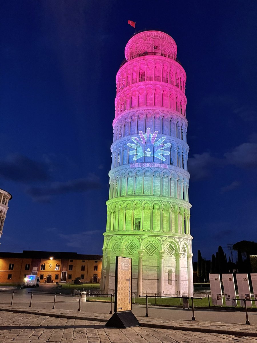 We did it again! @ern_reconnet lights up the Leaning Tower of Pisa on #RareDiseaseDay 2023 to raise #awareness and generate change for the 300 million people worldwide living with a #raredisease, their families and carers. ERN ReCONNET. More than a Network. @rarediseaseday