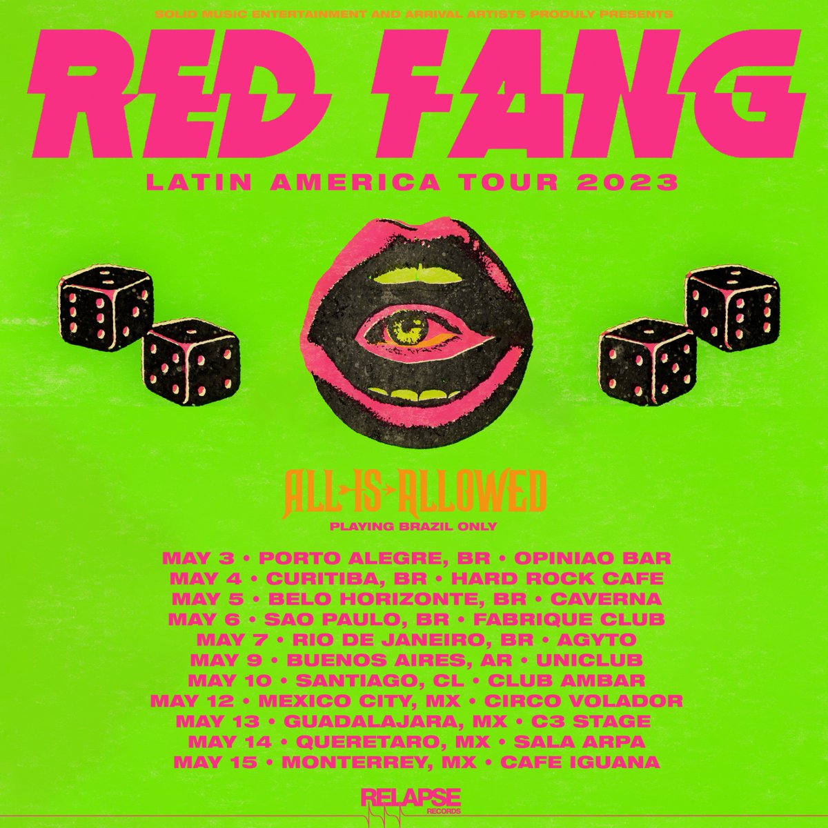 New Latin America 2023 tour dates throughout May! All shows but Guadalajara on sale NOW! redfang.net/live.html
