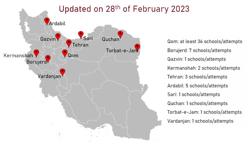 Bestynisha's tweet image. Knock knock world, do you hear us? 
Our school girls are being poisoned with an unknown substance by the Islamic Regime. The deliberate poisoning started in Qom and it’s expanding to other cities. Over thousand girls have been poisoned and hospitalized. #saveiranianschoolgirls