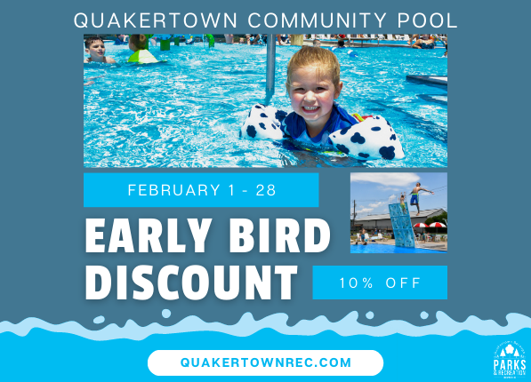 LAST DAY OF THE EARLY BIRD DISCOUNT! Head to QuakertownRec.com to purchase your pool membership.