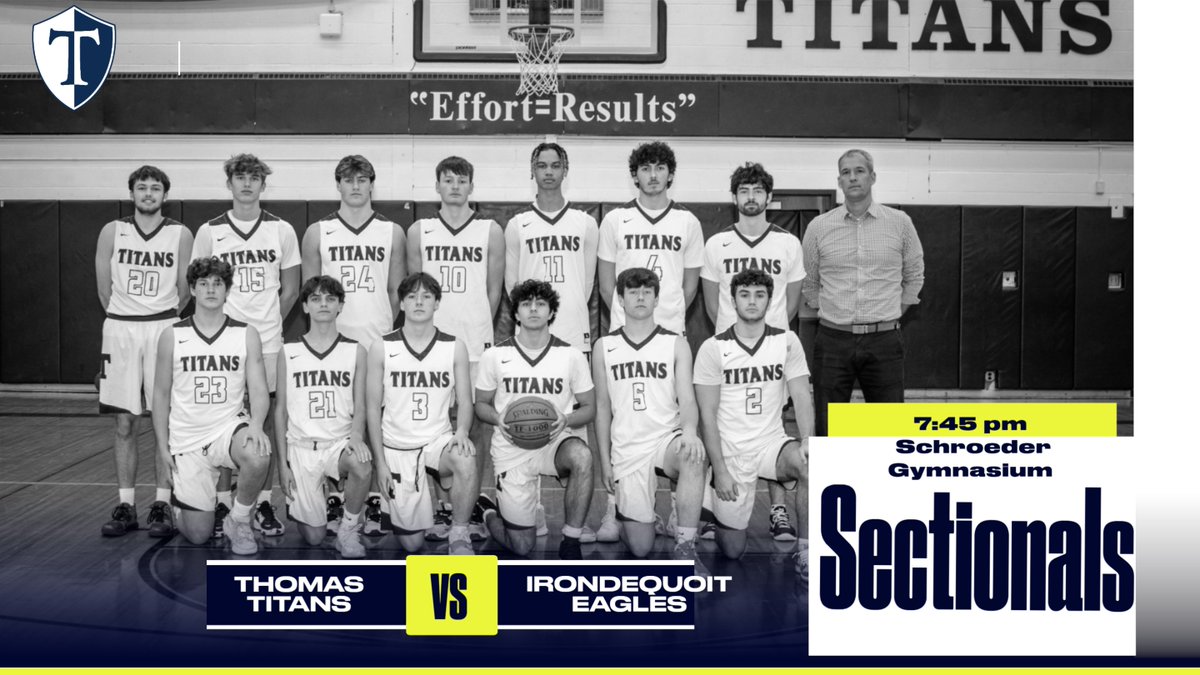Thomas Athletics (@thomasathletics) on Twitter photo SECTIONAL SEMI FINAL <a href="/HoopsTitans/">Thomas Basketball</a> <a href="/ThomasTitans/">Webster Thomas HS</a> takes on <a href="/WIEagles/">Irondequoit High School Athletics</a> Wednesday night 3/1
⌚️7:45pm
📍Webster Schroeder Gymnasium
🎟️Section V admission-Digital tickets only
gofan.co/app/events/836…
👀Live Stream
sectionv.org/sports/2022/10… SECTIONAL SEMI FINAL <a href="/HoopsTitans/">Thomas Basketball</a> <a href="/ThomasTitans/">Webster Thomas HS</a> takes on <a href="/WIEagles/">Irondequoit High School Athletics</a> Wednesday night 3/1
⌚️7:45pm
📍Webster Schroeder Gymnasium
🎟️Section V admission-Digital tickets only
gofan.co/app/events/836…
👀Live Stream
sectionv.org/sports/2022/10…