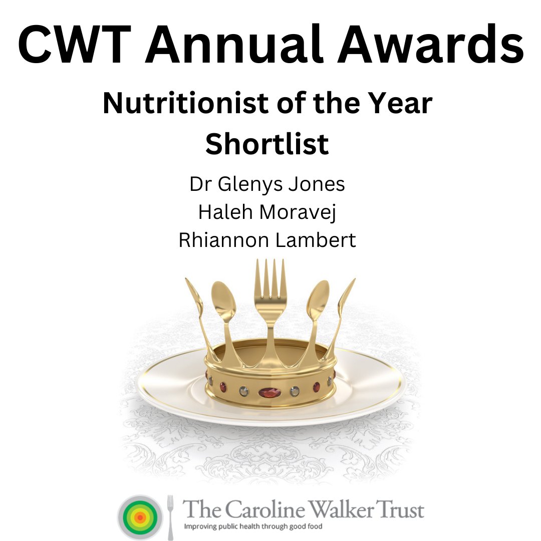 CarolineWalkerTrust (@cwtfood) on Twitter photo Congratulations to Dr Glenys Jones, Haleh Moravej and Rhiannon Lambert for being shortlisted for the CWT Nutritionist of the Year Award. @MetMUnch <a href="/Rhitrition/">Rhiannon Lambert</a> <a href="/glenysjones/">Dr Glenys Jones RNutr</a> @AfN_UK <a href="/NutritionSoc/">Nutrition Society</a> <a href="/BDA_Dietitians/">British Dietetic Association</a> <a href="/Nutrition_SENSE/">SENSE Nutritionists</a> <a href="/NutritionOrgUK/">British Nutrition Foundation</a> Congratulations to Dr Glenys Jones, Haleh Moravej and Rhiannon Lambert for being shortlisted for the CWT Nutritionist of the Year Award. @MetMUnch <a href="/Rhitrition/">Rhiannon Lambert</a> <a href="/glenysjones/">Dr Glenys Jones RNutr</a> @AfN_UK <a href="/NutritionSoc/">Nutrition Society</a> <a href="/BDA_Dietitians/">British Dietetic Association</a> <a href="/Nutrition_SENSE/">SENSE Nutritionists</a> <a href="/NutritionOrgUK/">British Nutrition Foundation</a>