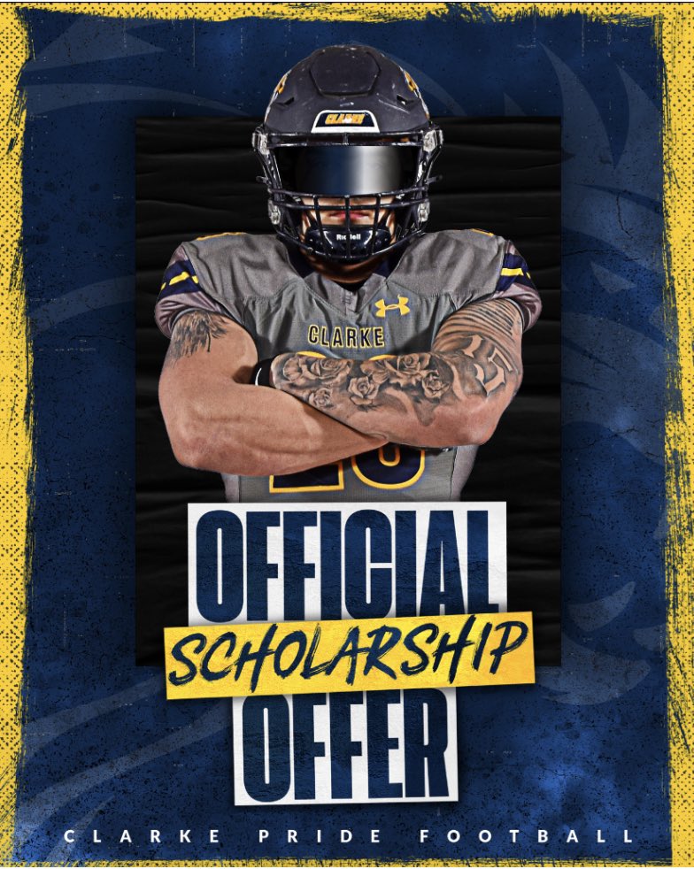 After a Great conversation with <a href="/CoachHicksCU/">Adam Hicks</a> I am BLESSED to Receive an Offer from Clarke University!💛🖤 @cargile_sr <a href="/CoachCurtB1/">CoachCurtB</a>