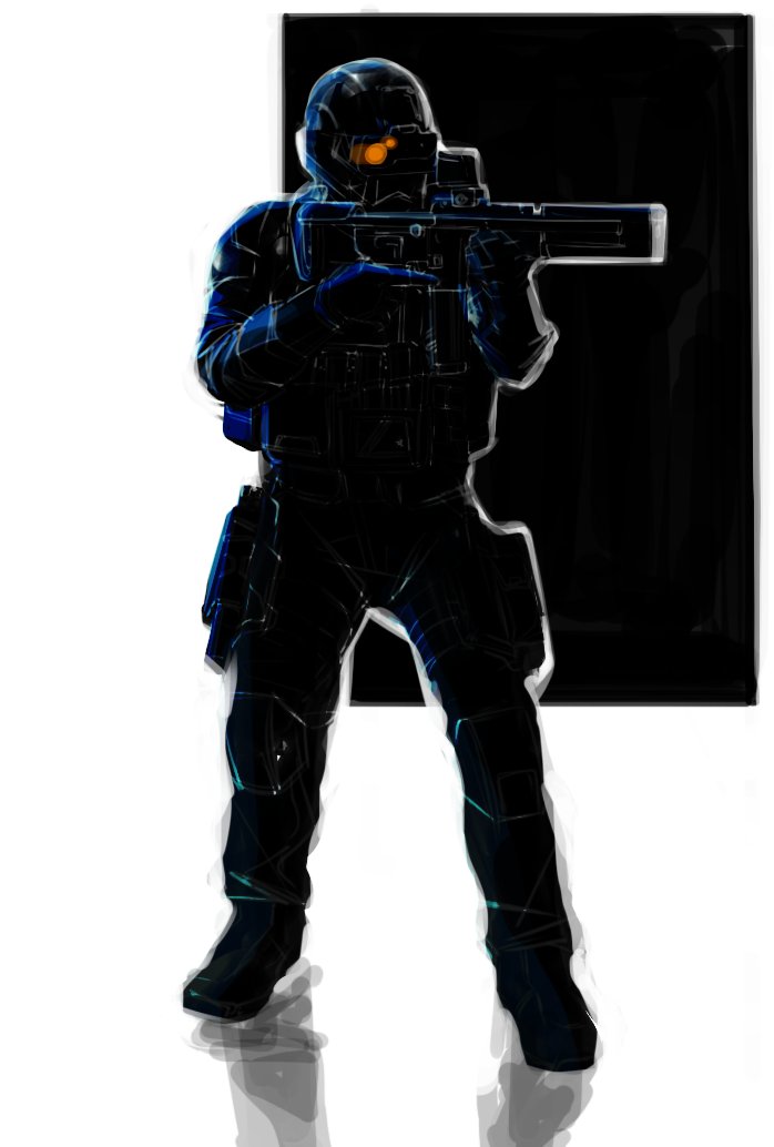 PolygonRifling's tweet image. Character design / silhouette inspired by the halo series and tom clancy games from the xbox / 360 generations