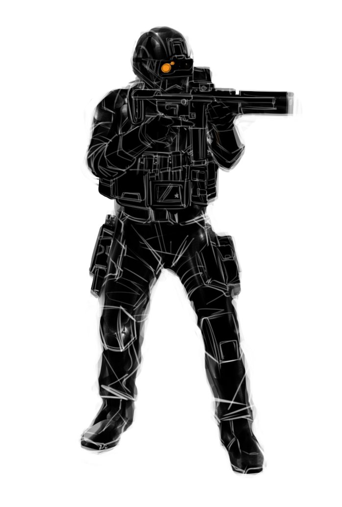 PolygonRifling's tweet image. Character design / silhouette inspired by the halo series and tom clancy games from the xbox / 360 generations