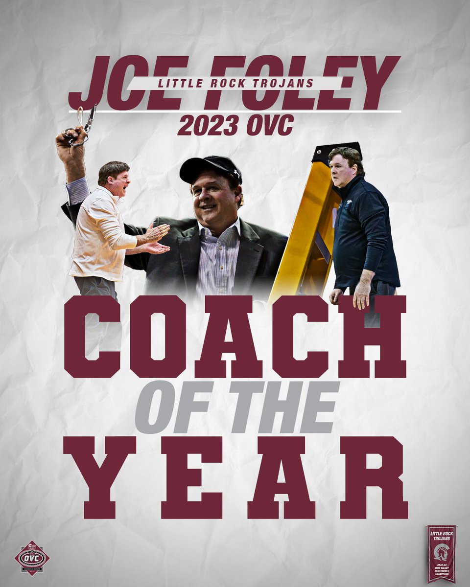 This one is no surprise. The 🐐 gets recognized for doing what he does best - winning 💍.

Now the <a href="/OVCSports/">Ohio Valley Conference</a> knows what the <a href="/CoachFoleyLR/">Joe Foley</a> Experience(TM) is all about. 😏

#LittleRocksTeam ⚔️ | #OVCit