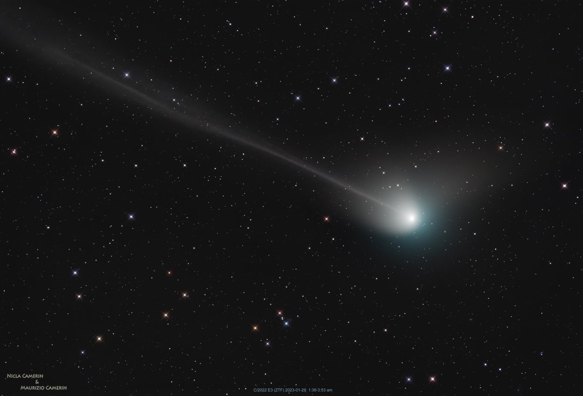 AstroOtus's tweet photo. 🔭C/2022 E3 (ZTF) - Jan 29, 2023 1:36-3:53 am🔭
Maurizio did a session in a mountain place Bortle 4. It shows a nice structure alongside the tail that really liked us.  Hope you enjoy too!
https://t.co/LiHUw4idKh
#Astrophotography #Space #AstroHour #Astronomy #Comet https://t.co/EZbZUO5j43